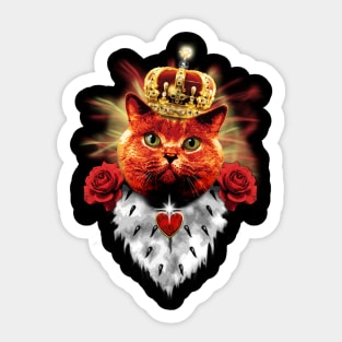 Red Cat King chic red cat crown roses love heart Margarita-Art Sticker